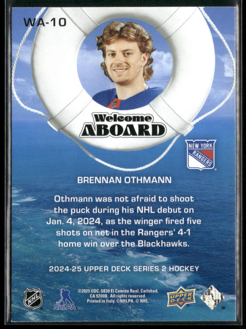 Brennan Othmann 2024-25 Upper Deck Welcome Aboard #WA-10 New York Rangers back