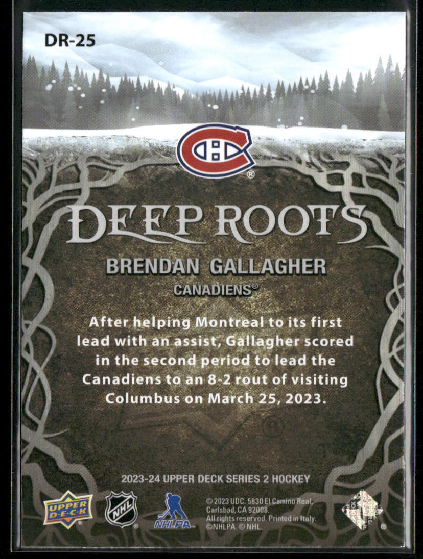 Brendan Gallagher 2023-24 Upper Deck Deep Roots #DR-25 Montreal Canadiens