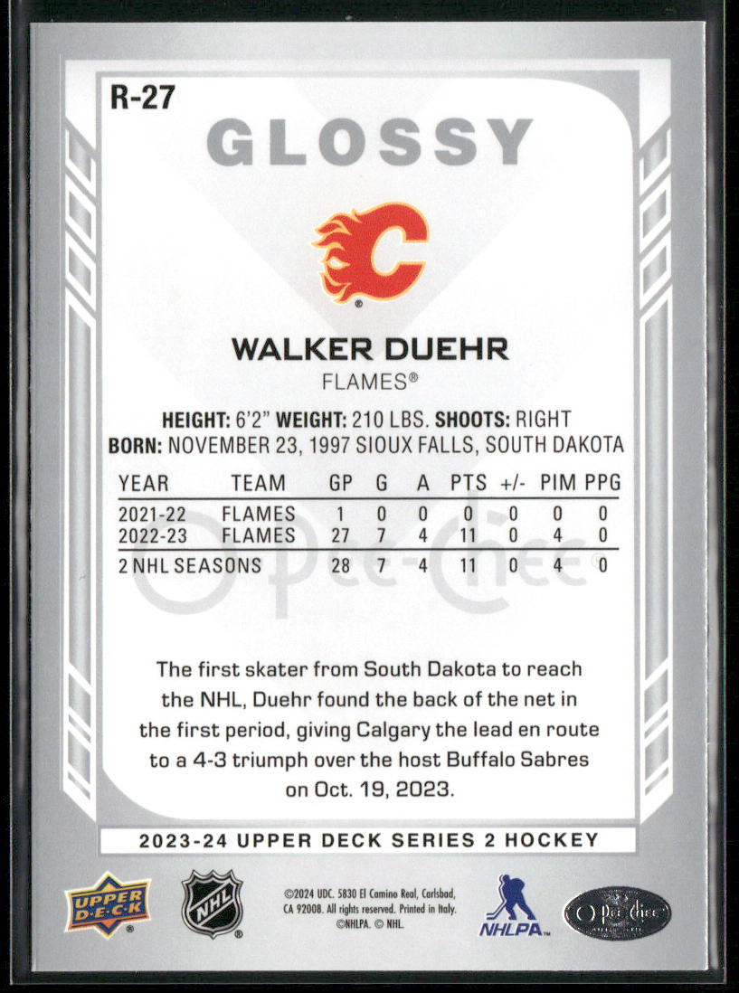 Walker Duehr 2023-24 Upper Deck O-Pee-Chee Glossy #R-27 Calgary Flames