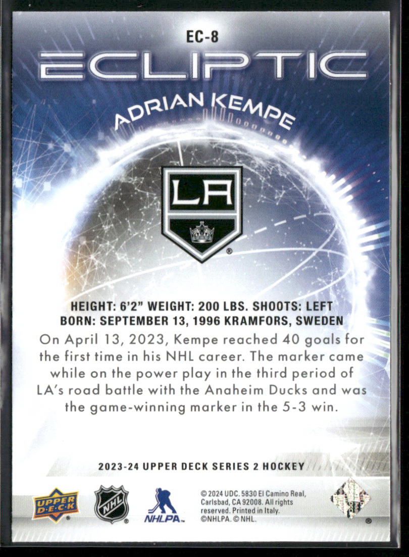 Adrian Kempe 2023-24 Upper Deck Ecliptic #EC-8 Los Angeles Kings
