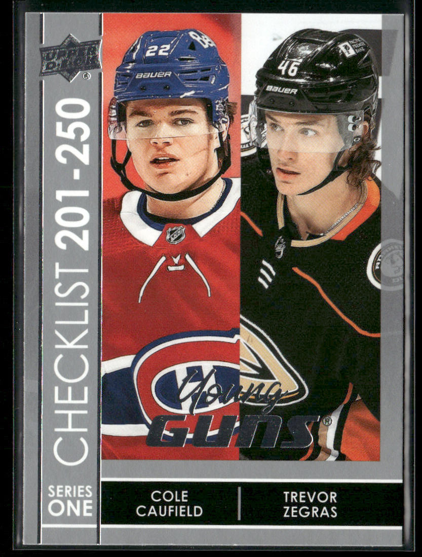 Young Guns Checklist (ld / Zegras) YG, CLCaufie 2021-22 Upper Deck #250