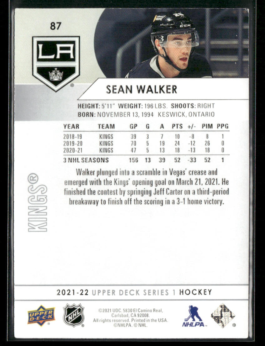 Sean Walker 2021-22 Upper Deck #87 Los Angeles Kings