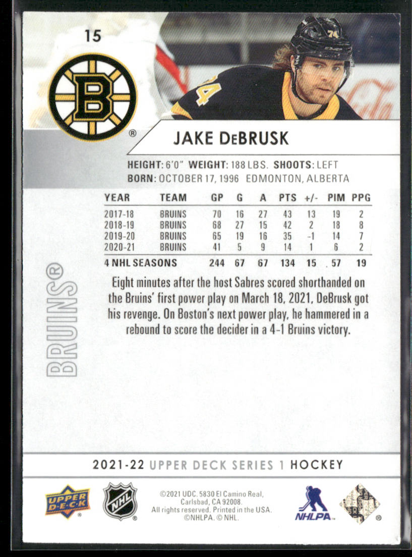 Jake DeBrusk 2021-22 Upper Deck #15 Boston Bruins