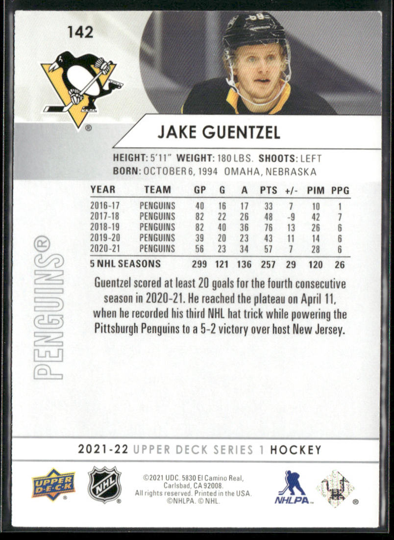 Jake Guentzel 2021-22 Upper Deck #142 Pittsburgh Penguins