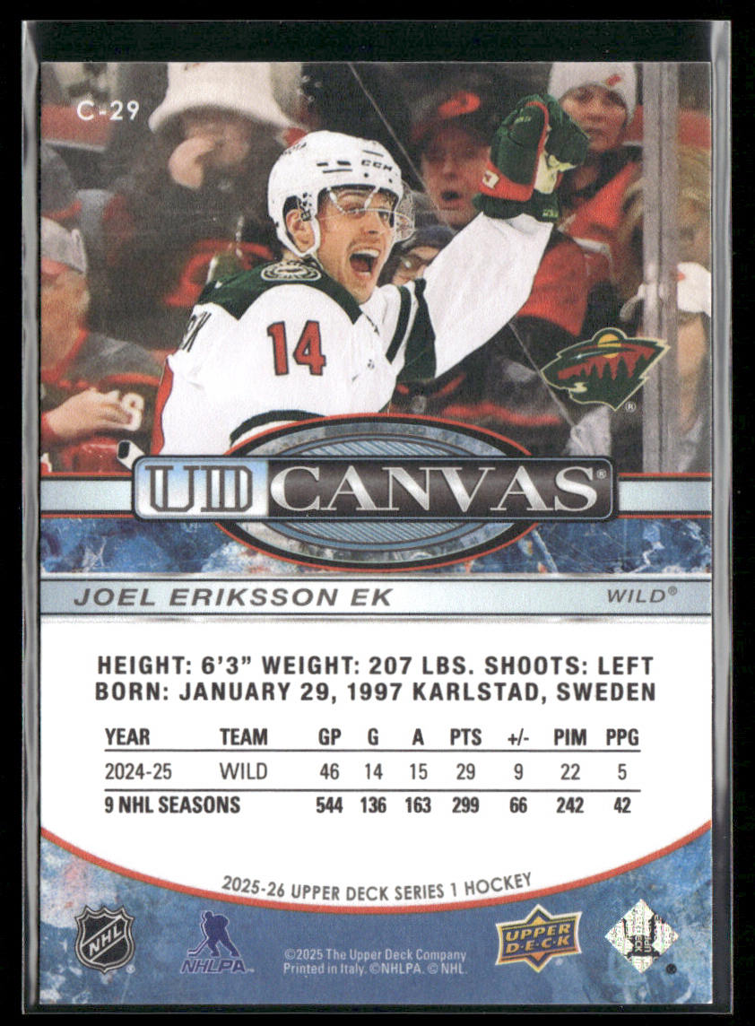 Joel Eriksson Ek 2025-26 Upper Deck UD Canvas #C-29 Minnesota Wild