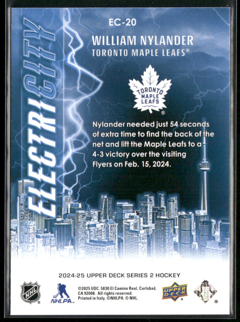 William Nylander 2024-25 Upper Deck ElectriCITY #EC-20 Toronto Maple Leafs