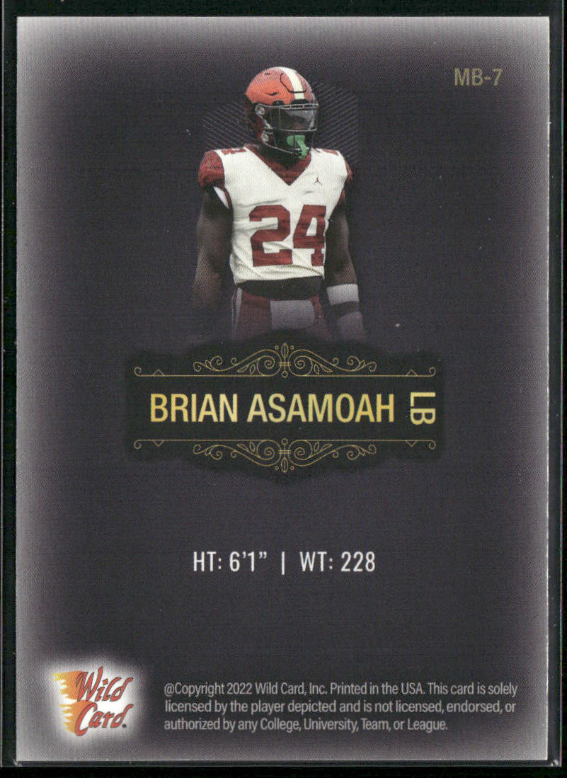 Brian Asamoah 2022 Wild Card Matte Black #MB-7 Oklahoma Sooners