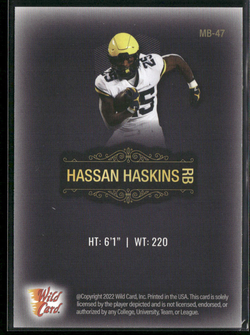 Hassan Haskins 2022 Wild Card Matte Black #MB-47 Michigan Wolverines