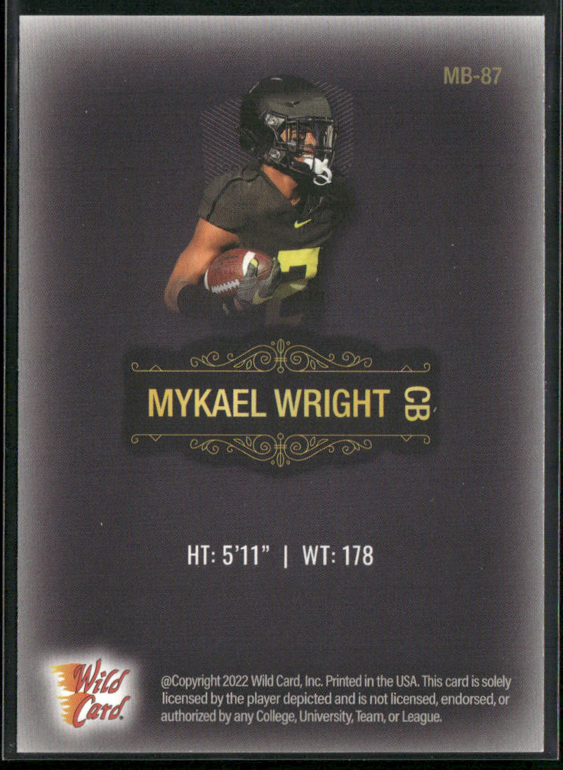 Mykael Wright 2022 Wild Card Matte Black #MB-87 Oregon Ducks