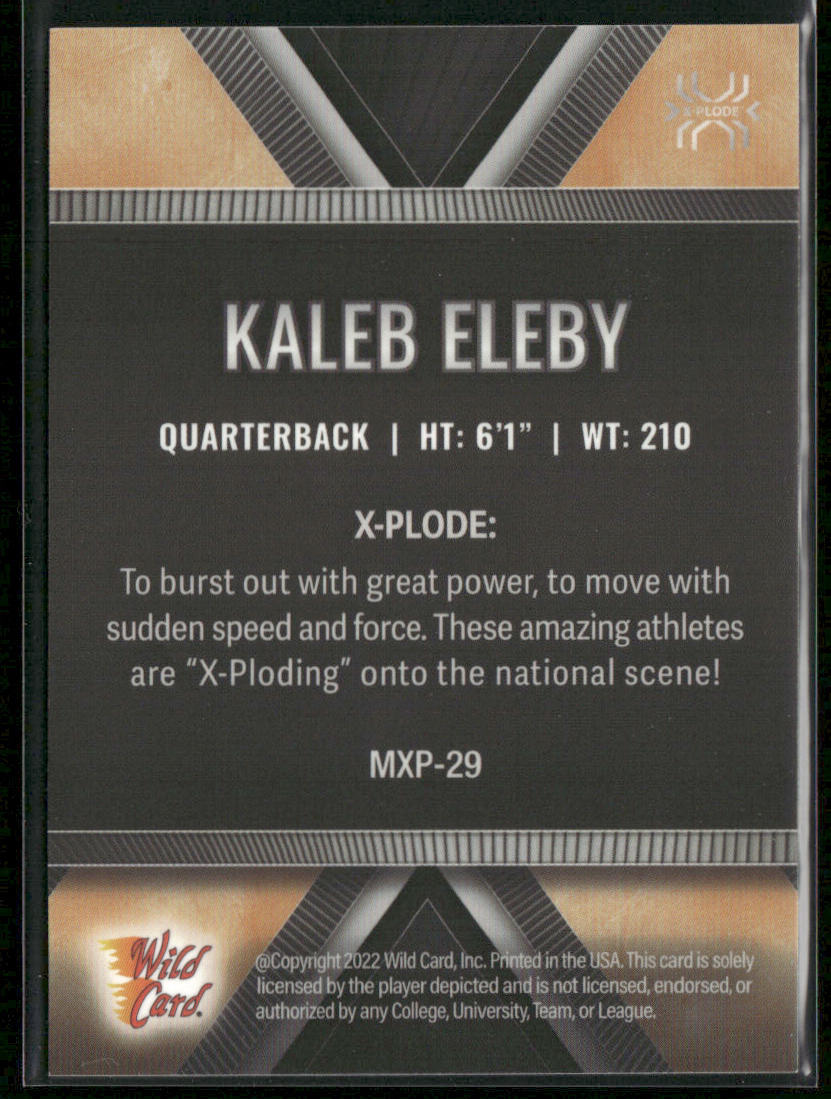 Kaleb Eleby 2022 Wild Card Matte X-Plode Black/Light Orange X #MXP-29
