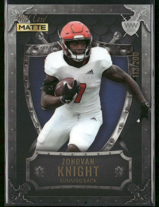 Zonovan Knight 2022 Wild Card Matte Weekend Warrior Silver/Black/Blue #WW-50 SN