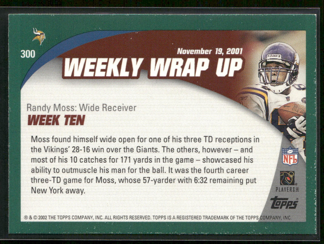 Randy Moss 2002 Topps #300 Minnesota Vikings