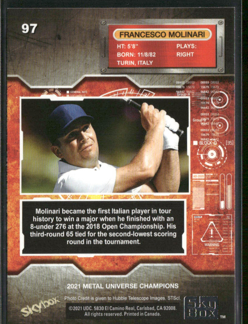 Francesco Molinari 2021 SkyBox Metal Universe Champions #97 back