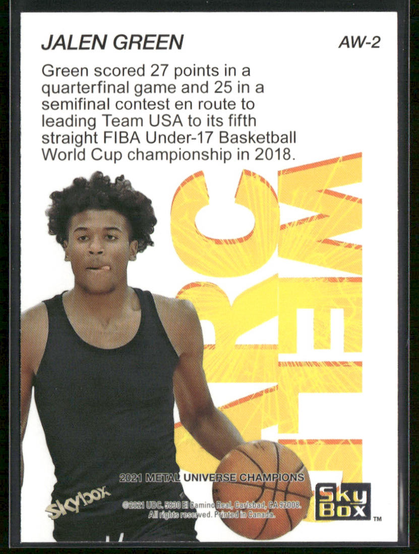 Jalen Green 2021 SkyBox Metal Universe Champions Arc Weld #AW-2