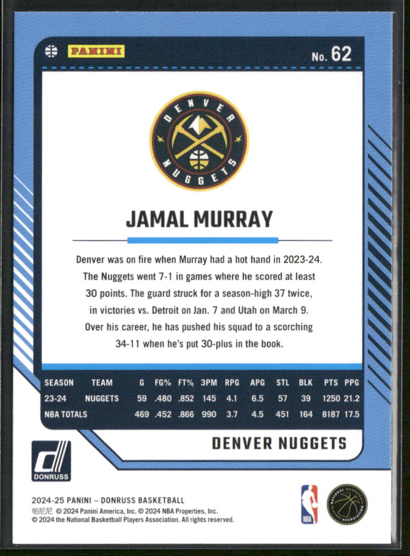 Jamal Murray 2024-25 Donruss #62 Denver Nuggets