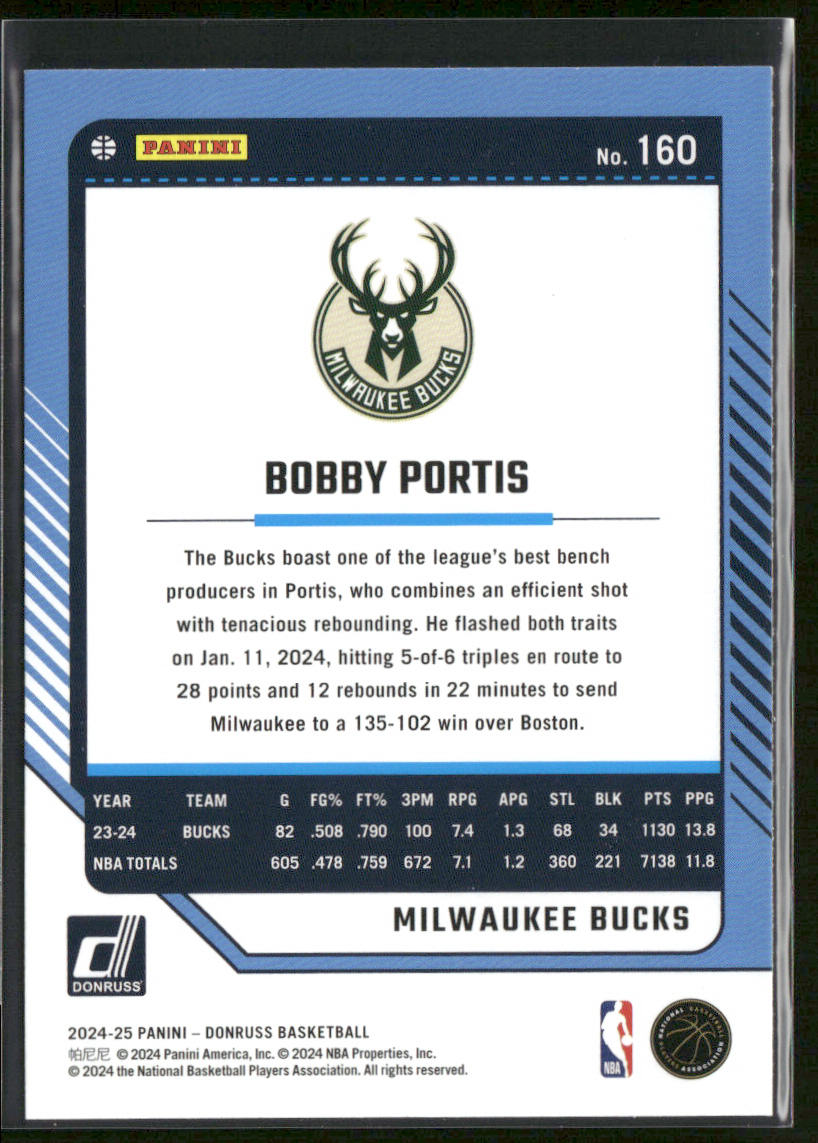 Bobby Portis 2024-25 Donruss #160 Milwaukee Bucks