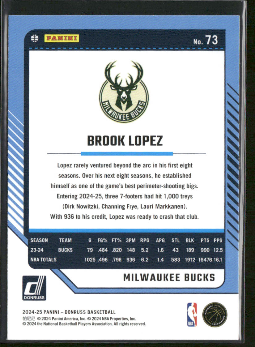 Brook Lopez 2024-25 Donruss #73 Milwaukee Bucks