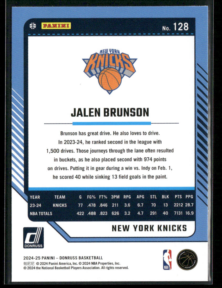 Jalen Brunson 2024-25 Donruss #128 New York Knicks