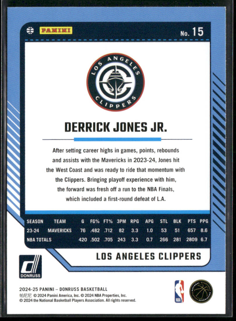 Derrick Jones Jr. 2024-25 Donruss #15 Los Angeles Clippers