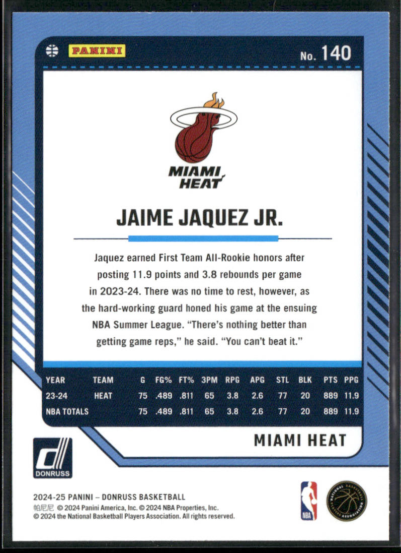 Jaime Jaquez Jr. 2024-25 Donruss #140 Miami Heat