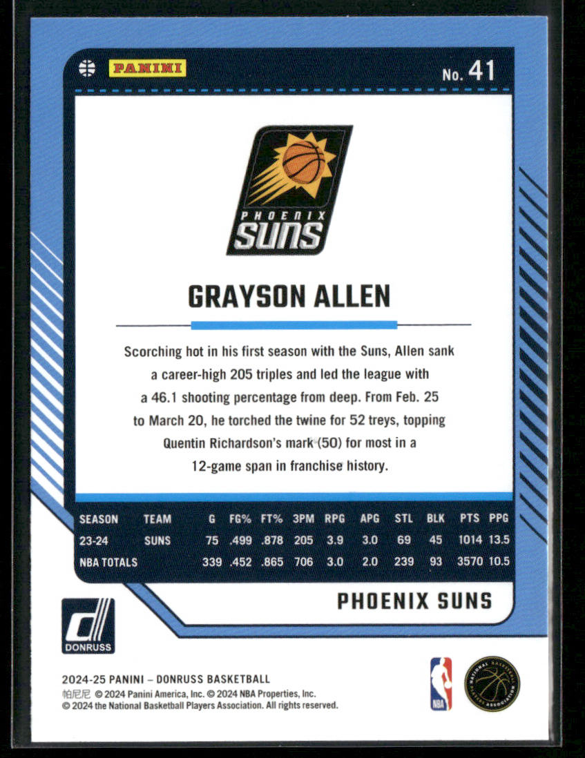 Grayson Allen 2024-25 Donruss #41 Phoenix Suns