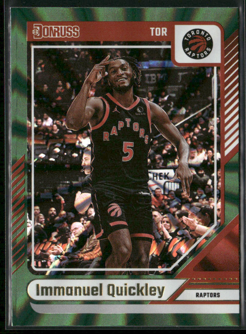 Immanuel Quickley 2024-25 Donruss Holo Green Laser #68 Toronto Raptors