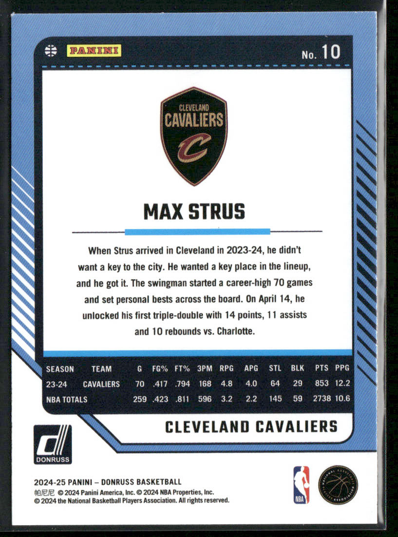 Max Strus 2024-25 Donruss Holo Green Laser #10 Cleveland Cavaliers