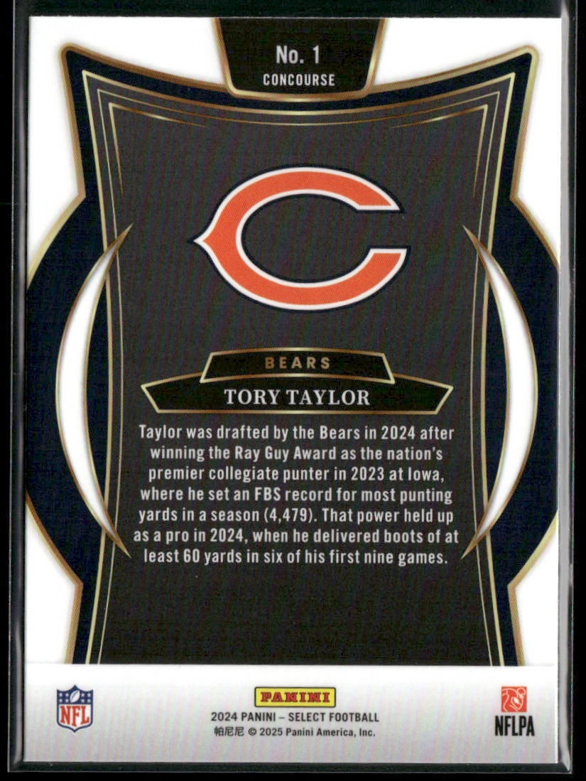 Tory Taylor 2024 Panini Select #1 RC Chicago Bears back