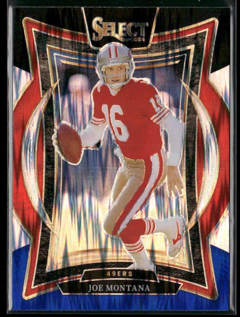 Joe Montana 2024 Panini Select Black & Blue Prizm Shock #70 San Francisco 49ers