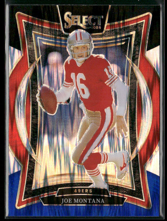 Joe Montana 2024 Panini Select Black & Blue Prizm Shock #70 San Francisco 49ers