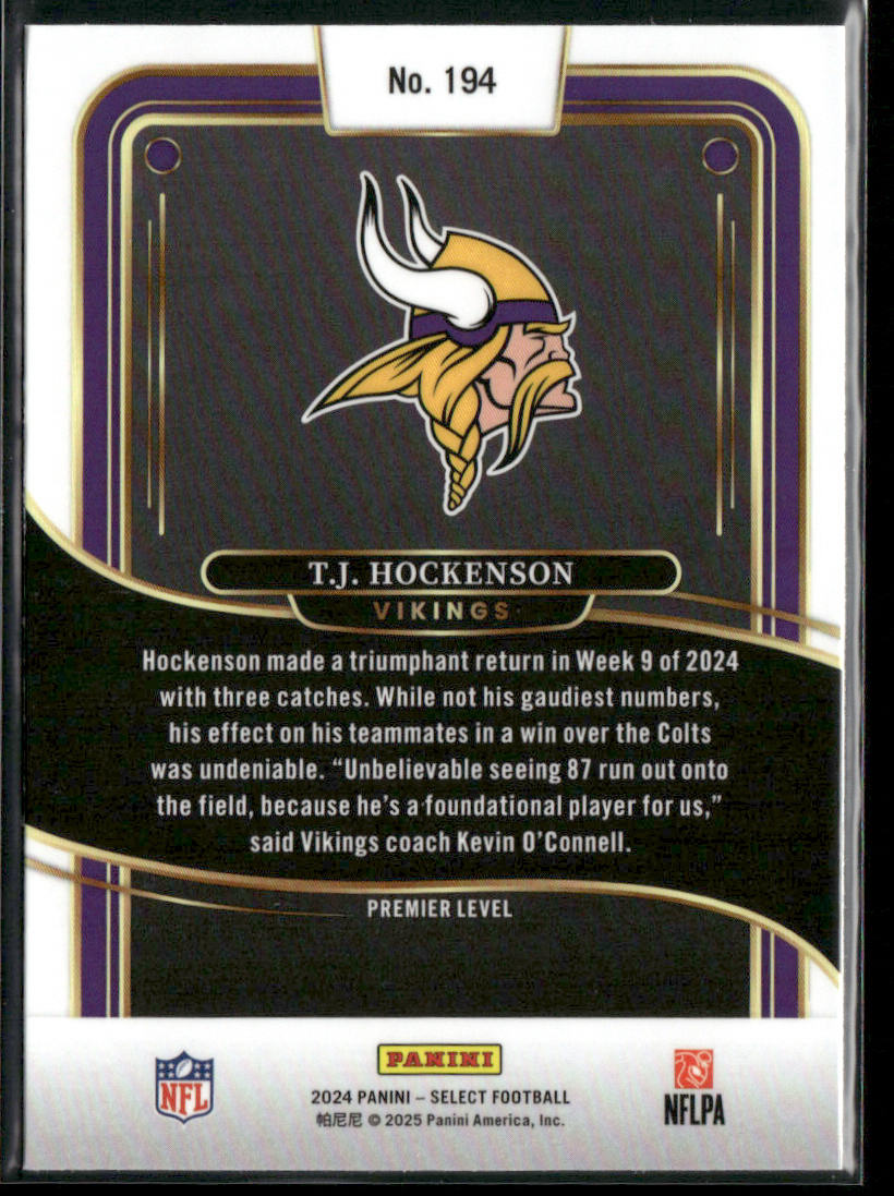 T.J. Hockenson 2024 Panini Select #194 Minnesota Vikings back