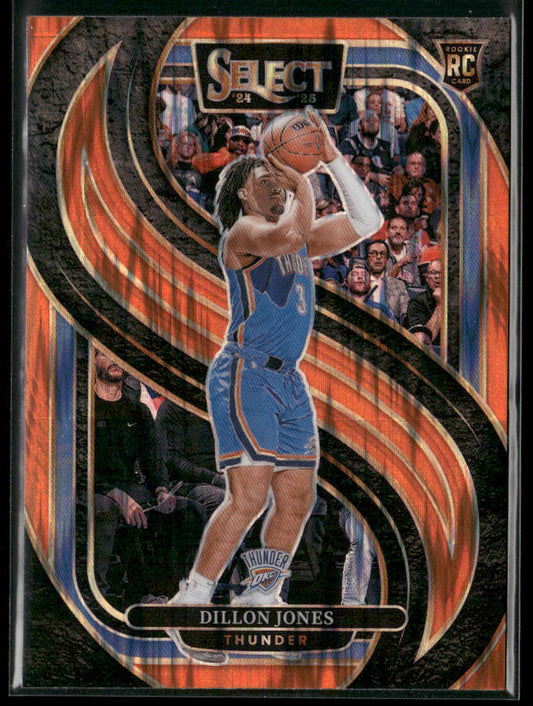 Dillon Jones 2024-25 Panini Select Red Wave Prizm #200 RC Oklahoma City Thunder