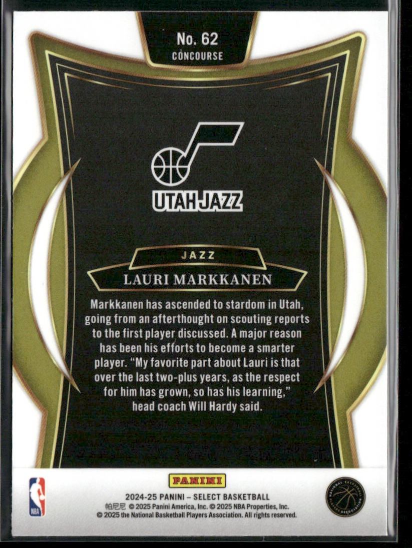 Lauri Markkanen 2024-25 Panini Select Blue (Retail) #62 Utah Jazz