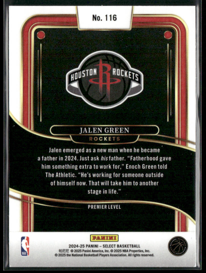 Jalen Green 2024-25 Panini Select Blue (Retail) #116 Houston Rockets
