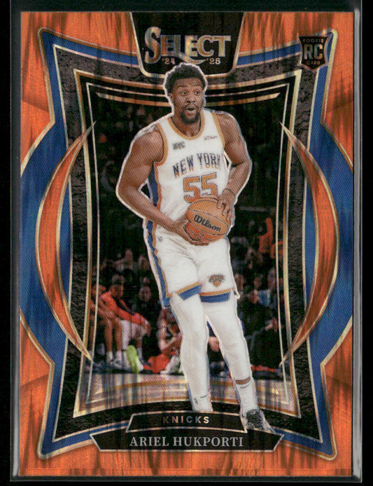 Ariel Hukporti 2024-25 Panini Select Orange Flash Prizm #93 RC New York Knicks