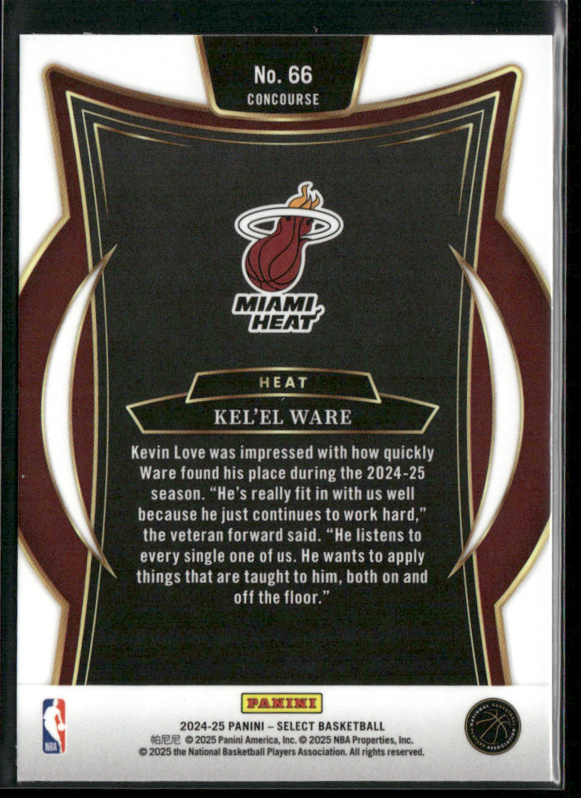 Kel'el Ware 2024-25 Panini Select Blue (Retail) #66 RC Miami Heat