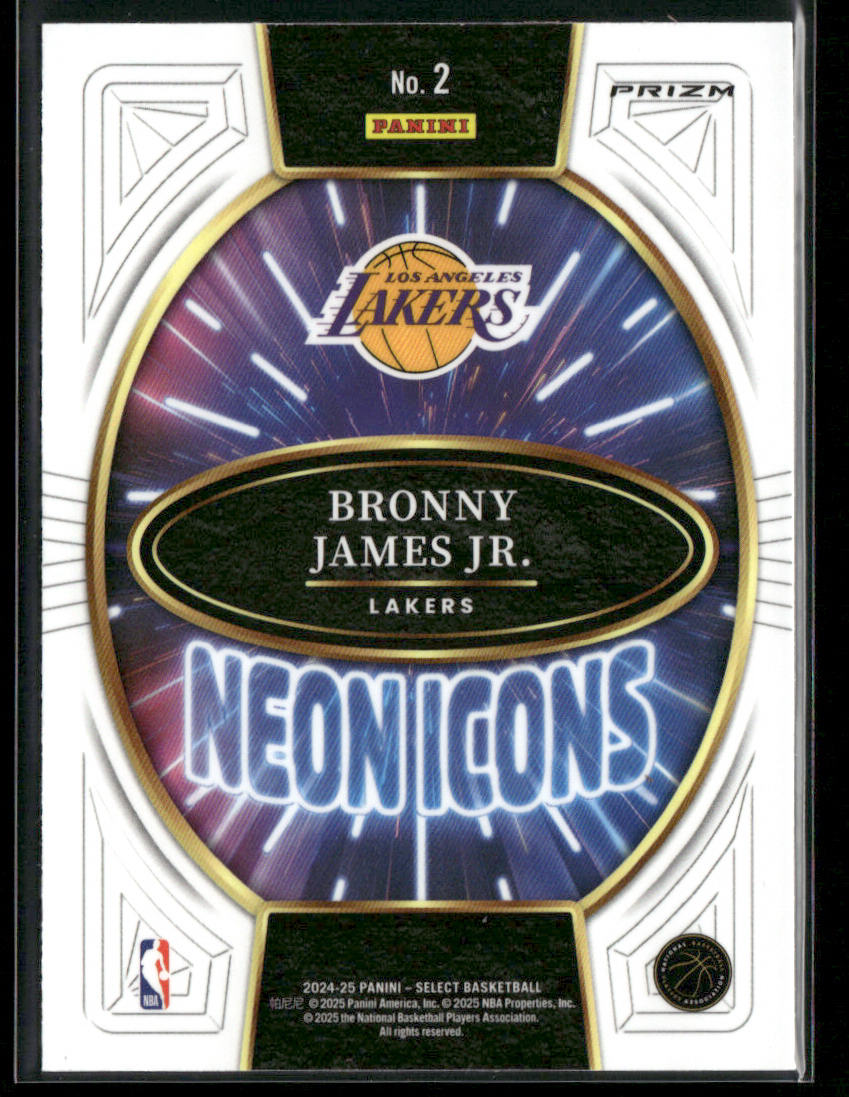 Bronny James Jr. 2024-25 Panini Select Neon Icons Red Prizms #2 Lakers