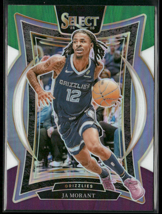 Ja Morant 2024-25 Panini Select Green White Purple Prizm #60 Memphis Grizzlies
