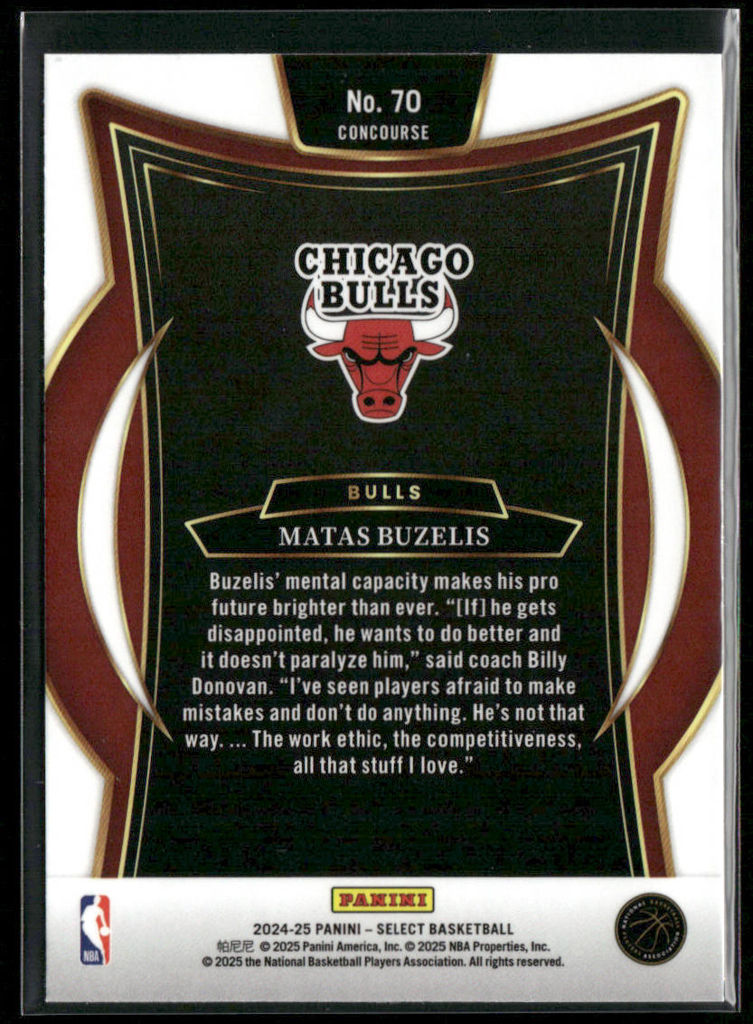 Matas Buzelis 2024-25 Panini Select Blue (Retail) #70 RC Chicago Bulls