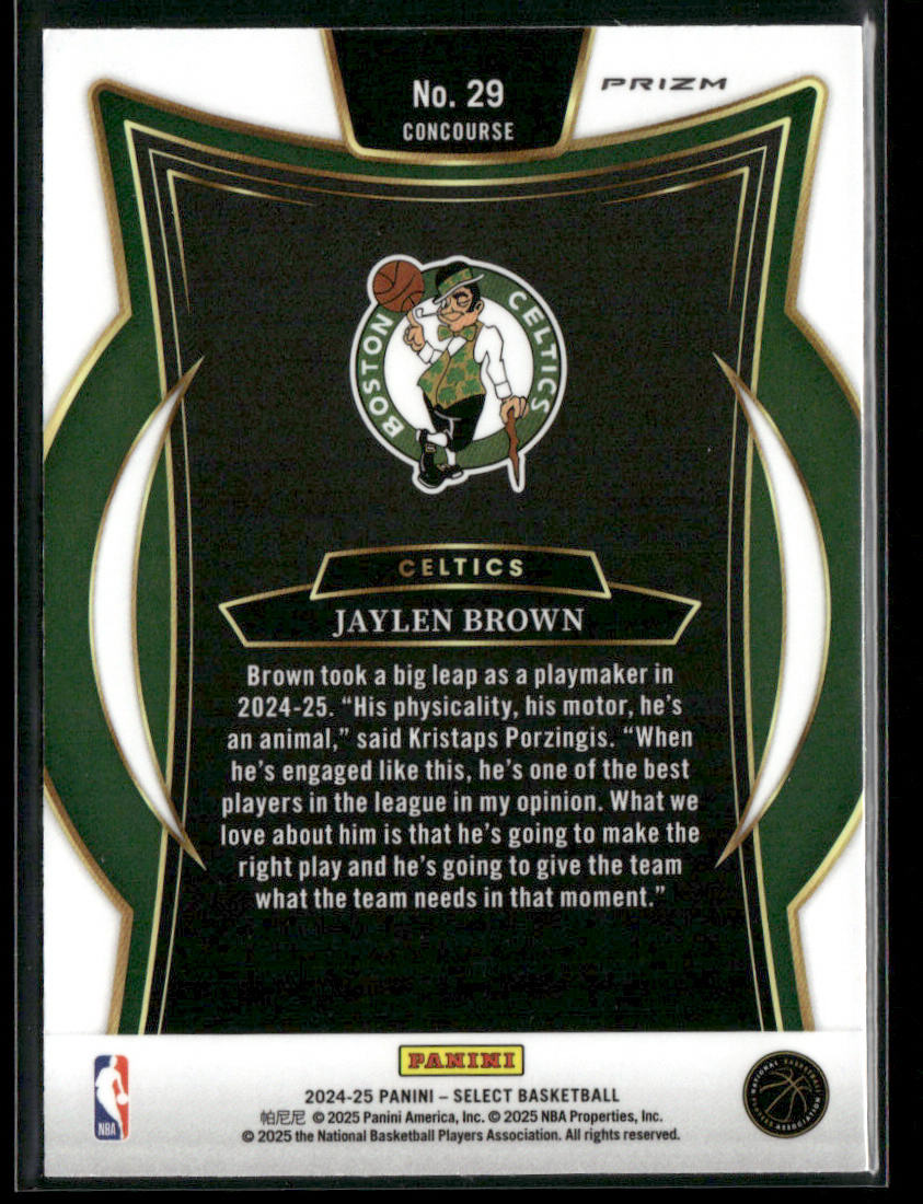 Jaylen Brown 2024-25 Panini Select Green White Purple Prizm #29 Boston Celtics