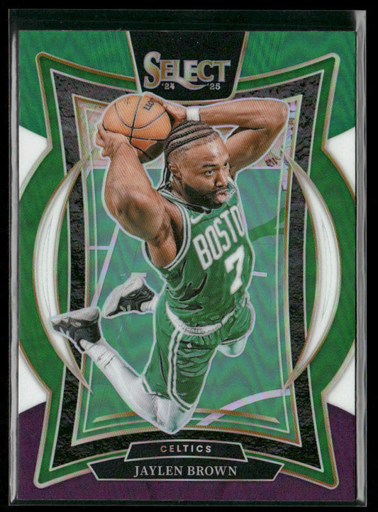 Jaylen Brown 2024-25 Panini Select Green White Purple Prizm #29 Boston Celtics