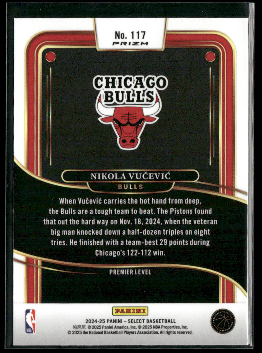 Nikola Vucevic 2024-25 Panini Select Tectonic Prizm #117 Chicago Bulls