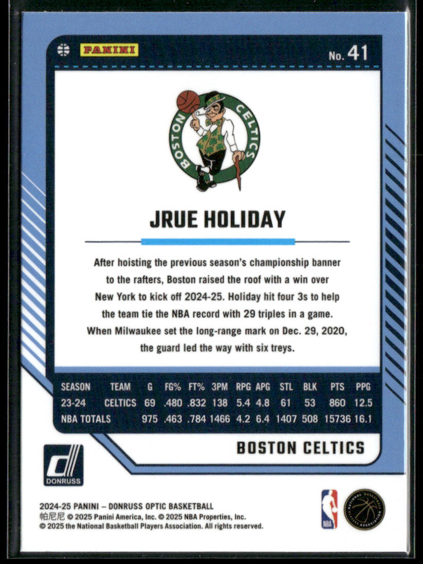 Jrue Holiday 2024-25 Donruss Optic #41 Boston Celtics