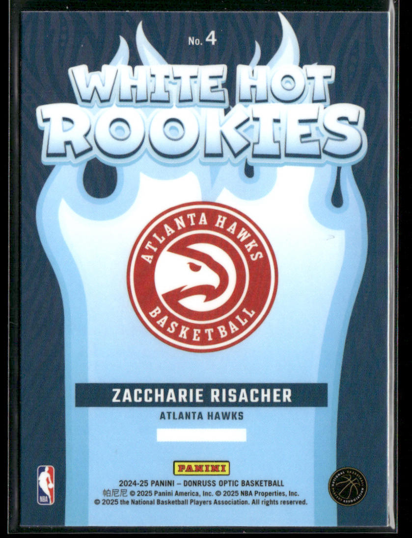 Zaccharie Risacher 2024-25 Donruss Optic White Hot Rookies #4 Atlanta Hawks