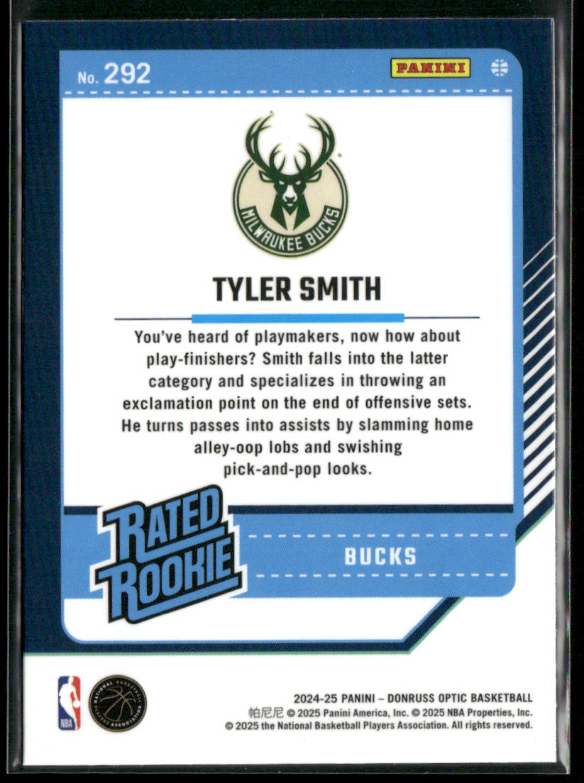 Tyler Smith 2024-25 Donruss Optic #292 RC Milwaukee Bucks