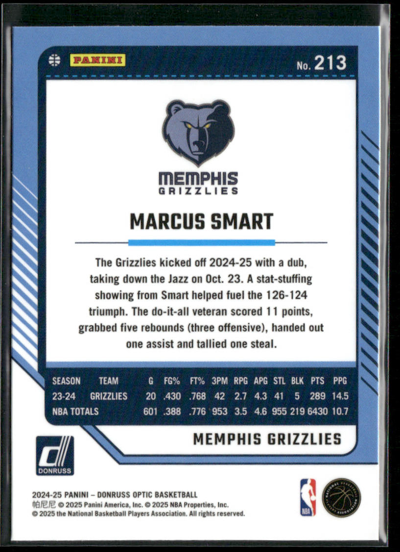 Marcus Smart 2024-25 Donruss Optic #213 Memphis Grizzlies