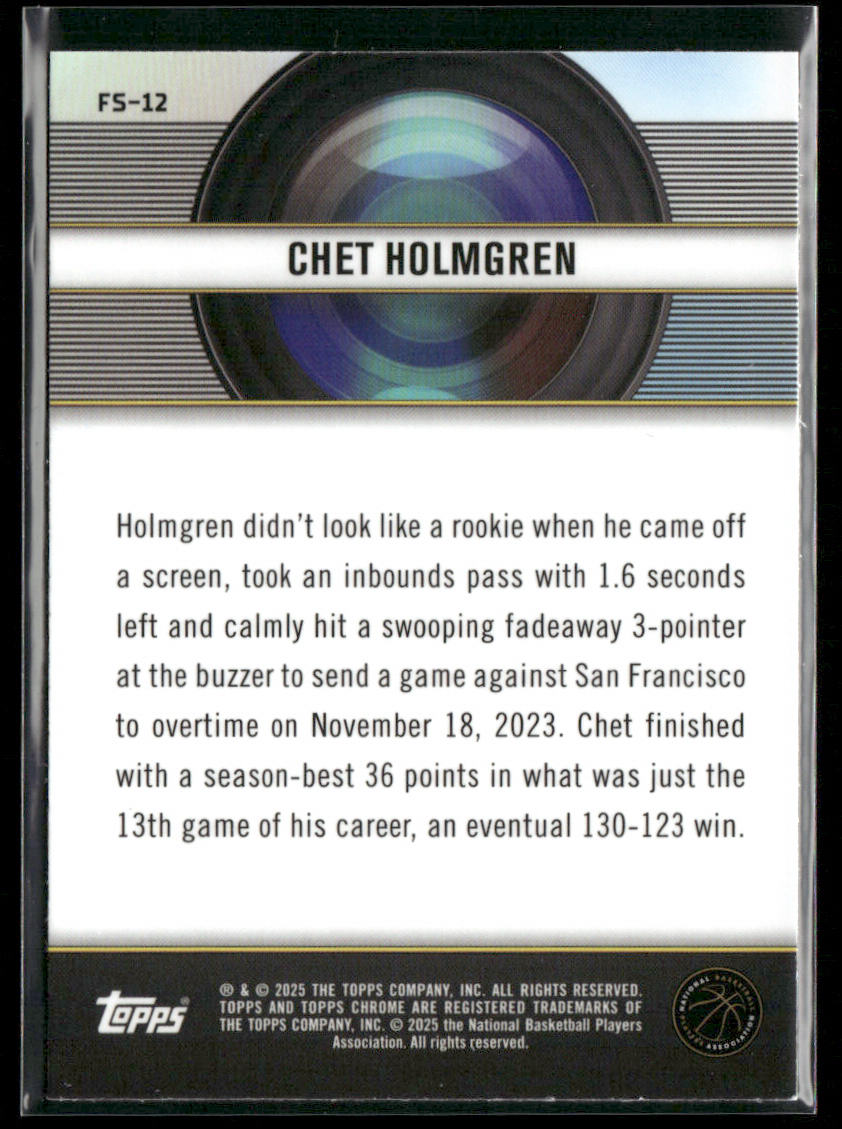 Chet Holmgren 2024-25 Topps Chrome Film Study #FS-12 Oklahoma City Thunder