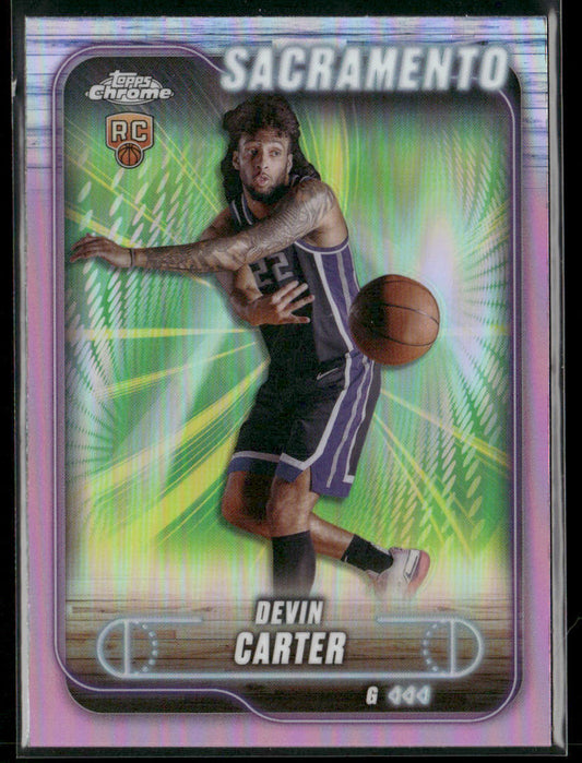 Devin Carter 2024-25 Topps Chrome Pink Refractor #134 RC Sacramento Kings