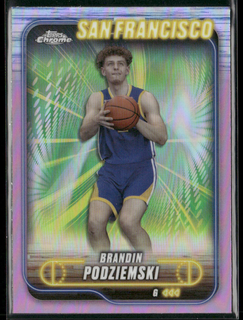 Brandin Podziemski 2024-25 Topps Chrome Pink Refractor #7 Golden State Warriors