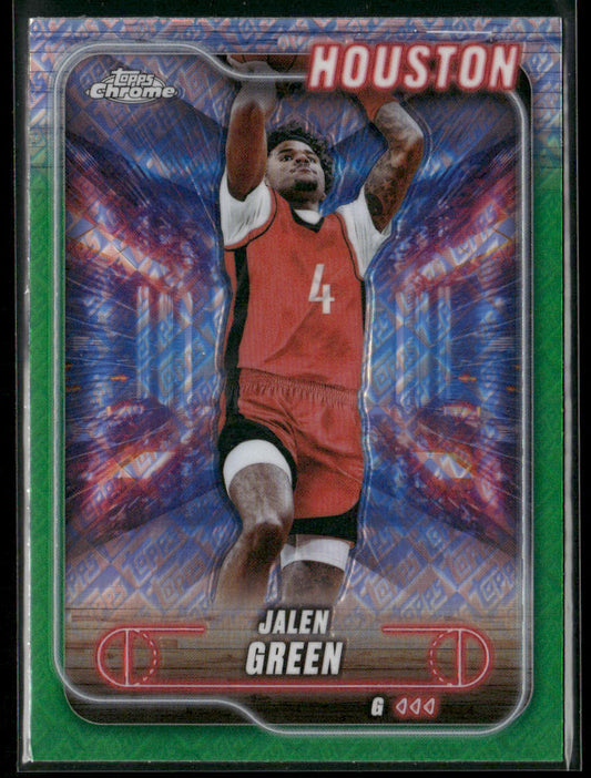 Jalen Green 2024-25 Topps Chrome Topps Green Refractor #199 Houston Rockets